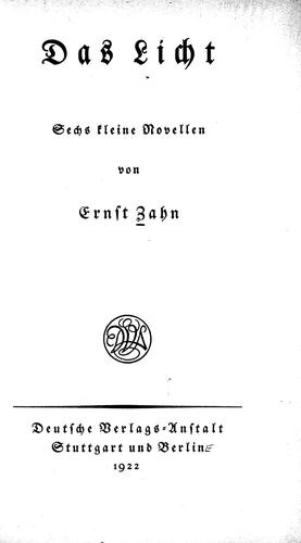 Cover for Das Licht