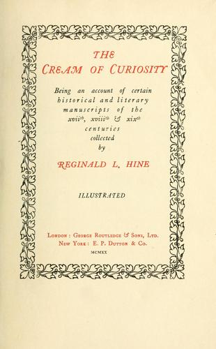 Cover for The cream of curiosity