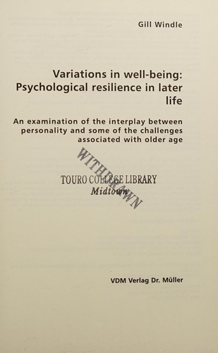 Cover for Variations in Well-Being