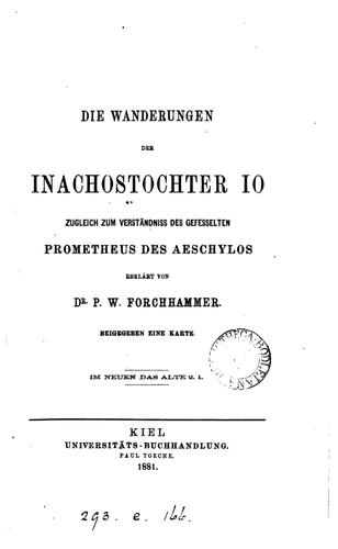 Cover for Die Wanderungen der Inachostochter Io