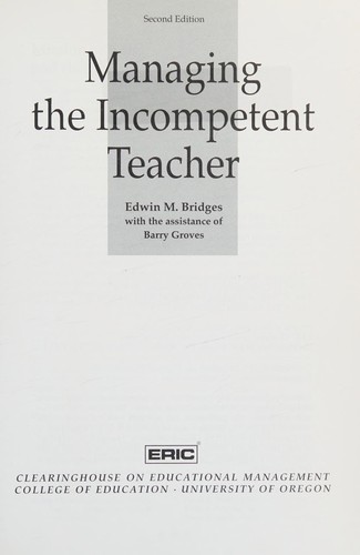 Cover for Managing the incompetent teacher