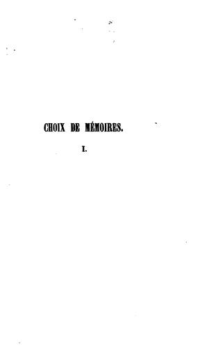 Cover for Choix de mémoires