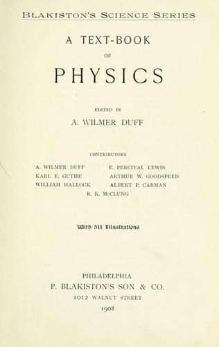Cover for A text-book of physics