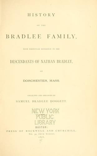 Cover for History of the Bradley family