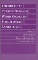 Cover for Theoretical perspectives on word order in South Asian languages