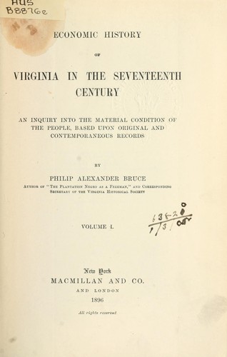 Cover for Economic history of Virginia in the seventeenth century