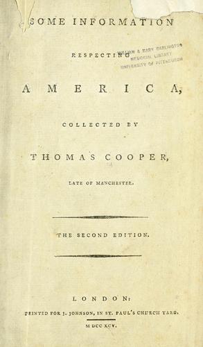 Cover for Some information respecting America