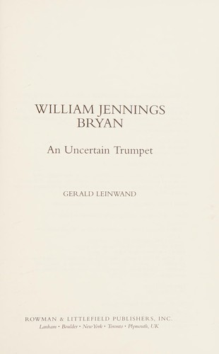 Cover for William Jennings Bryan