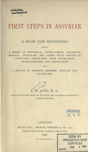 Cover for First steps in Assyrian
