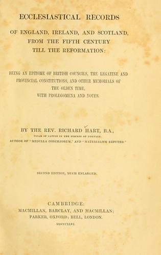 Cover for Ecclesiastical records of England, Ireland, and Scotland, from the fifth century till the Reformation.