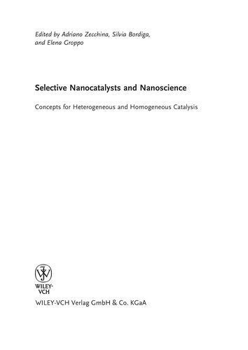 Cover for Selective nanocatalysts and nanoscience
