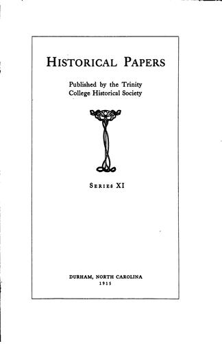 Cover for Historical Papers