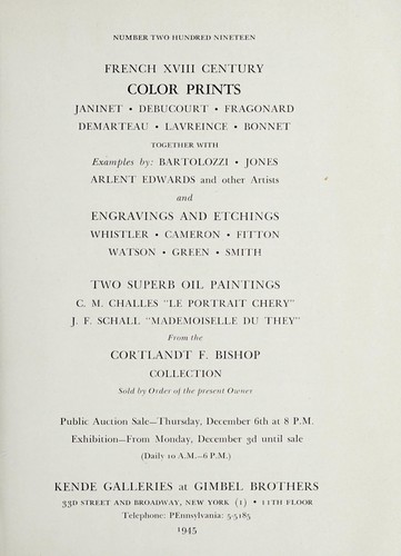 Cover for French XVIII century color prints
