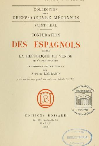 Cover for Conjuration des Espagnols contre la république de Venise en l'année MDCXVIII