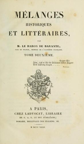 Cover for Mélanges historiques et littéraires
