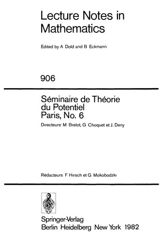 Cover for Seminaire De Theorie Du Potential Paris, No 6