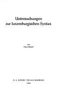 Cover for Untersuchungen zur luxemburgischen Syntax