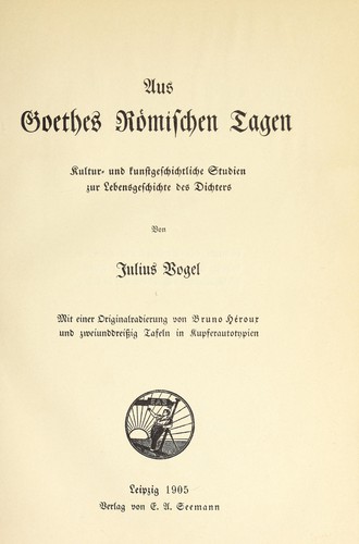Cover for Aus Goethes römischen Tagen