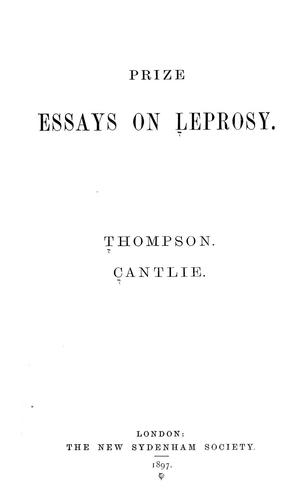 Cover for Prize essays on leprosy.