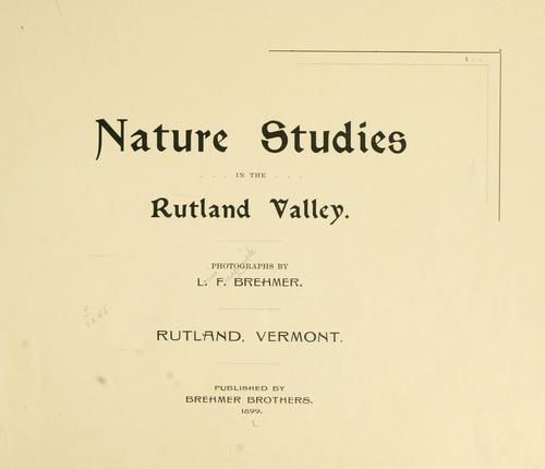 Cover for Nature studies in the Rutland valley ...