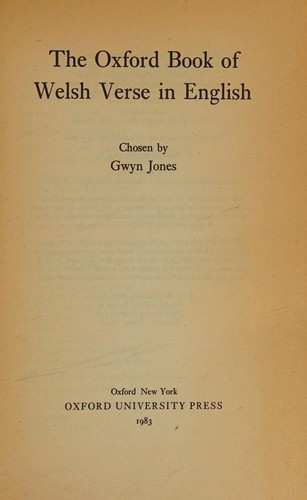 Cover for The Oxford book of Welsh verse in English