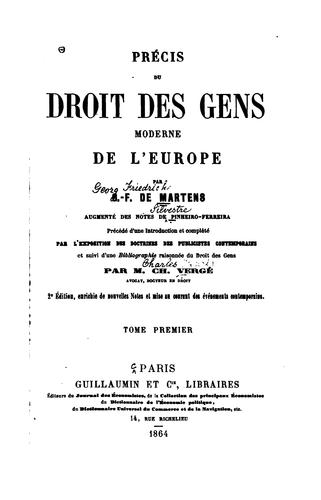 Cover for Précis du droit des gens moderne de l'Europe