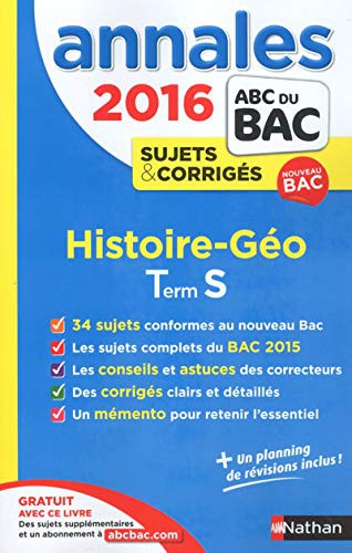 Cover for Annales bac 2016 Histoire géographie S corrigés
