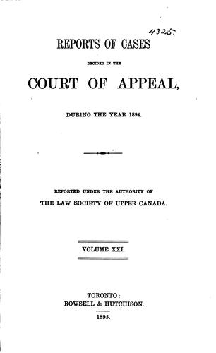 Cover for Reports of Cases Decided in the Court of Appeal [1876-1900].