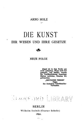 Cover for Die Kunst, ihr Wesen und ihre Gesetze.