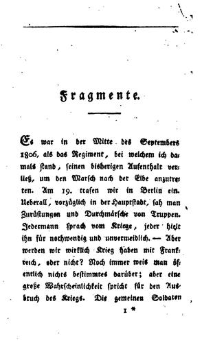 Cover for Fragmente aus dem Tagebuche eines preussischen Regiments-schreibers, über ...