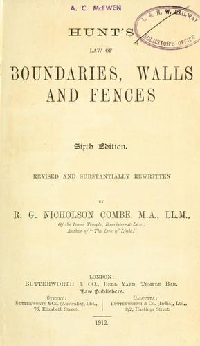 Cover for Hunt's Law of boundaries, walls and fences.