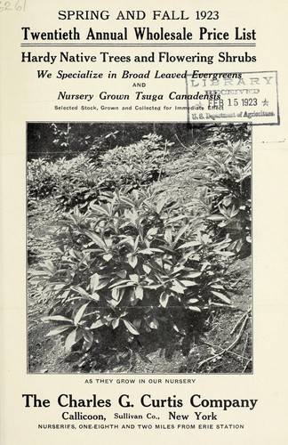 Cover for Twentieth annual wholesale price list [of] hardy native trees and flowering shrubs