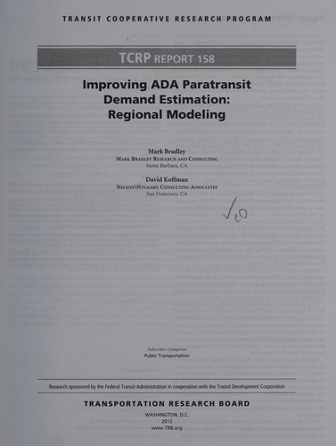 Cover for Improving ADA paratransit demand estimation