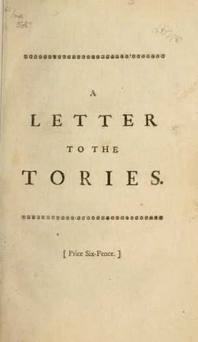 Cover for A letter to the Tories
