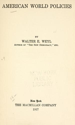 Cover for American world policies