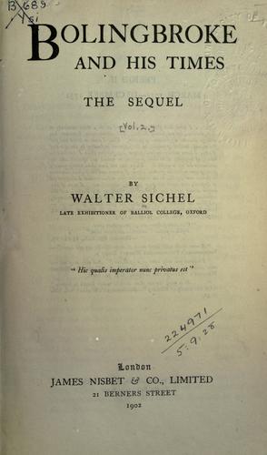 Cover for Bolingbroke and his times.