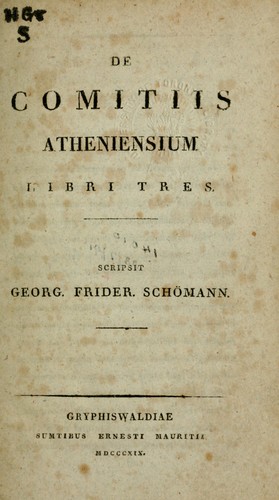 Cover for De comitiis Atheniensium