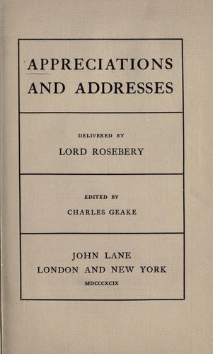 Cover for Appreciations and addresses
