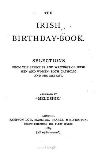 Cover for The Irish birthday-book