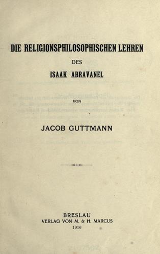Cover for religionsphilosophischen Lehren des Isaak Abravanel.