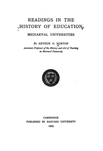Cover for Readings in the History of Education: Mediaeval Universities
