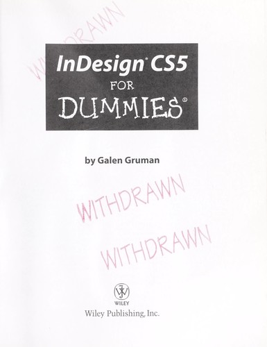 Cover for Indesign CS5 for dummies