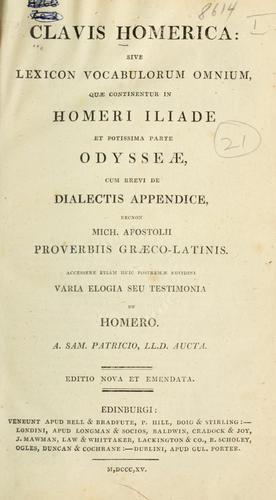 Cover for Clavis Homerica