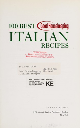 Cover for 100 best Good housekeeping Italian recipes