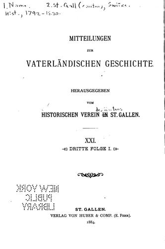 Cover for Mitteilungen zur Vaterländischen Geschichte