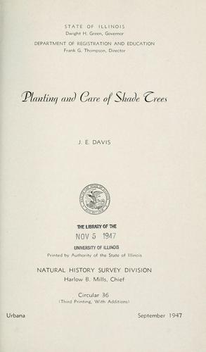 Cover for Planting and care of shade trees