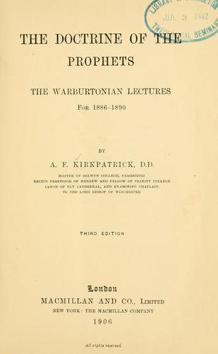 Cover for The doctrine of the prophets