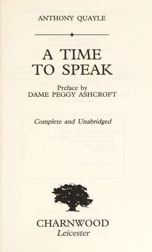 Cover for A time to speak