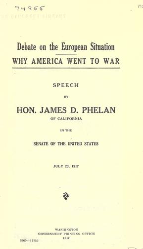 Cover for Debate on the European situation