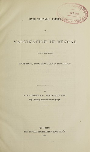 Cover for 6th triennial report of vaccination in Bengal